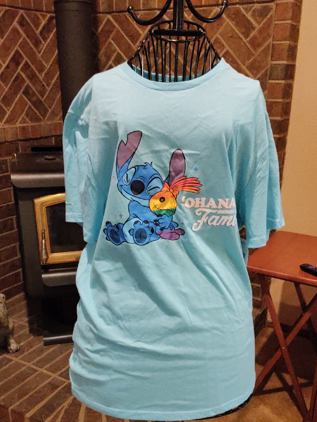 Disney Pride Collection Light Blue Stitch 'Ohana Family' Short Sleeve Tee